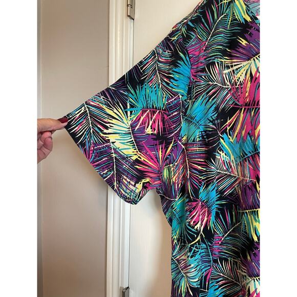 Ulla Popken short sleeve colorful tropical t-shirt cotton v-neck Size 24/26 - Picture 4 of 8